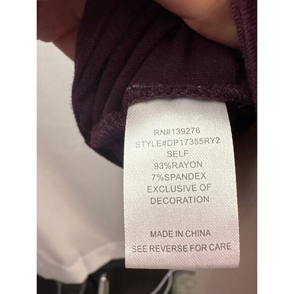 Daniel Rainn Womens Petite Medium Plum Top With Keyhole Back & Pleated Front Des - Picture 6 of 6